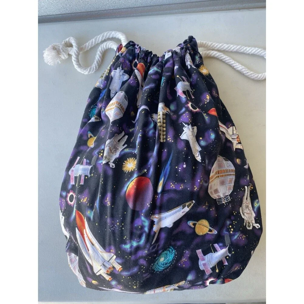 Cardi Designs Blanket Bagz Outer Space Towel Backpack Drawstring Bag Red